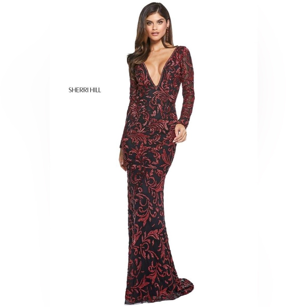Sherri Hill 53161 black and red Sz 14